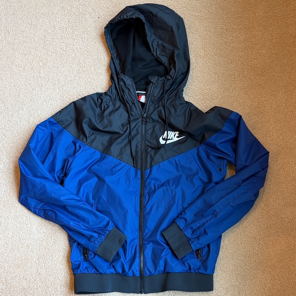 Nike Black and Blue Hooded Windbreaker Jacket